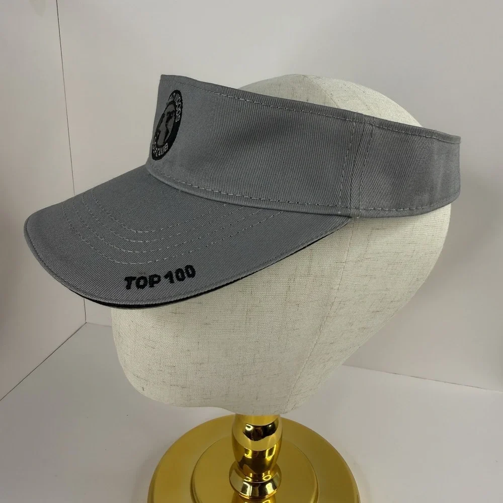 Men's World Woods Golf Club Hat Visor Top 100 Gray Adjustable Strap